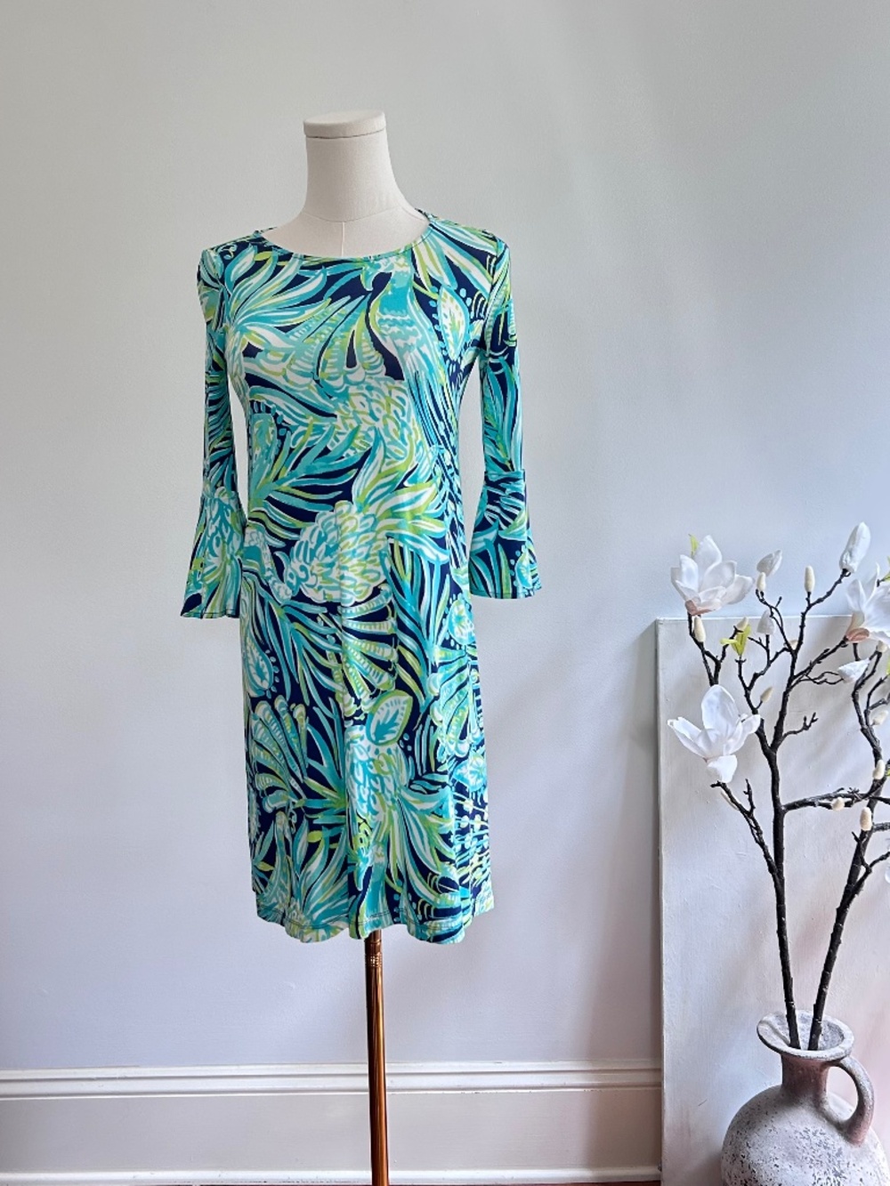 Lilly Pulitzer Ophelia Dress XXS Pineapple Tropical Bell Sleeve Resort Cruise